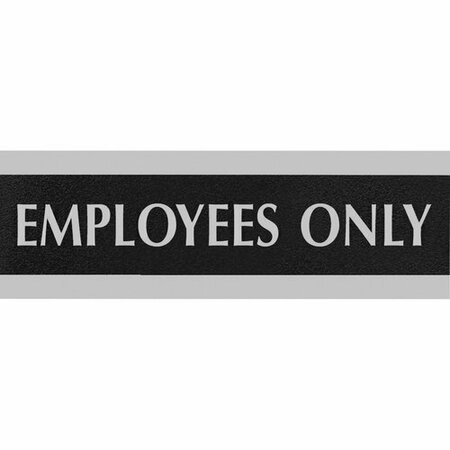 HEADLINE SIGNS Sign, inEmployees Onlyin, w/Easel, 9inx3in, Silver on Black HDS4760